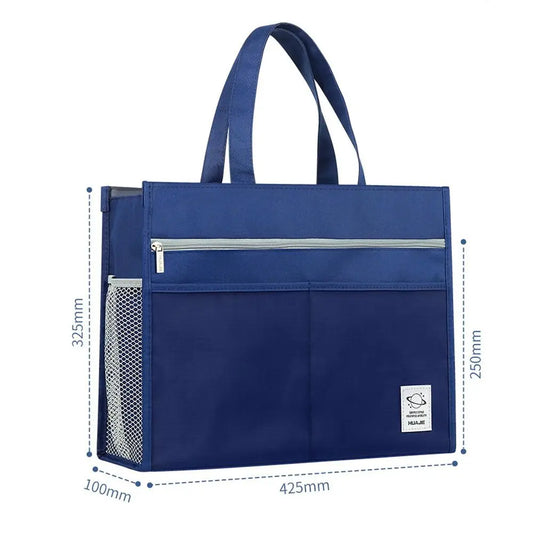 Multifunctional Thickened Oxford Handheld Book Bag Large Capacity Zipper Art Student Bag A3 8k File Bag School Office Supplies
