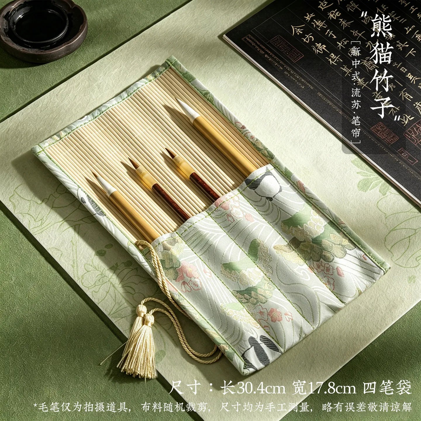 ✨Vintage Bamboo Roll Up Pencil Bag Chinese Calligraphy Brush Holder Wrap Retro Style Pencil Roll for Artists and School Supplies