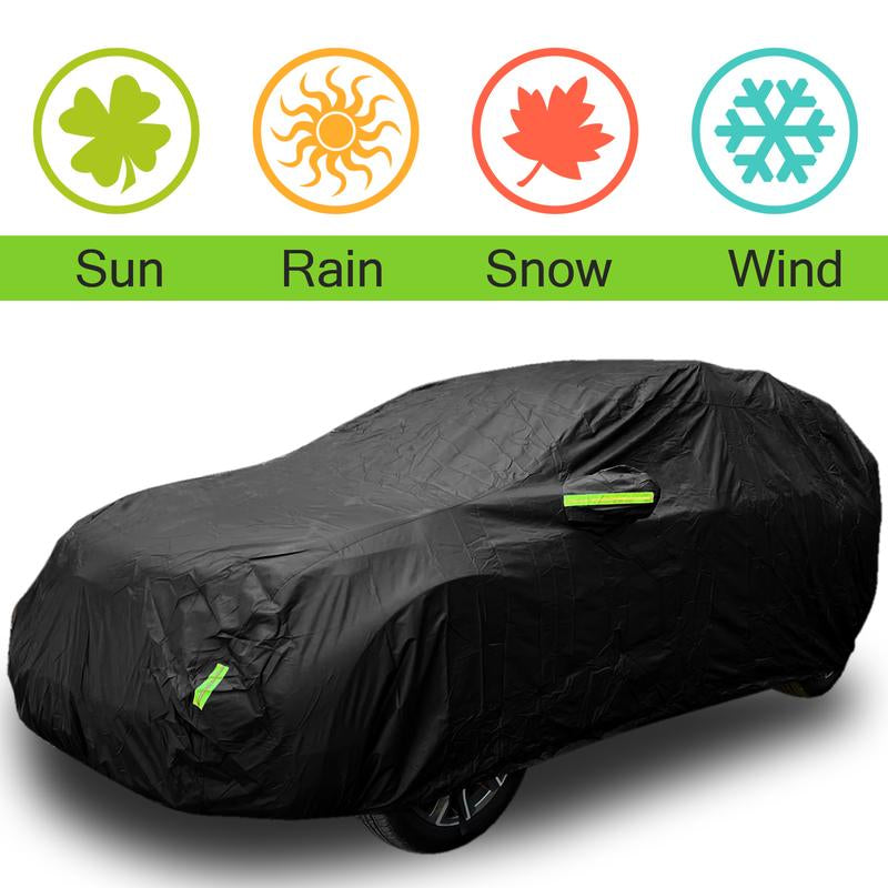 All-Weather Reflective Car Cover, Sun UV Rain Snow, Oxford Cloth Outdoor Car Cover, Fit for SUV (15.9-16.7FT) - Black