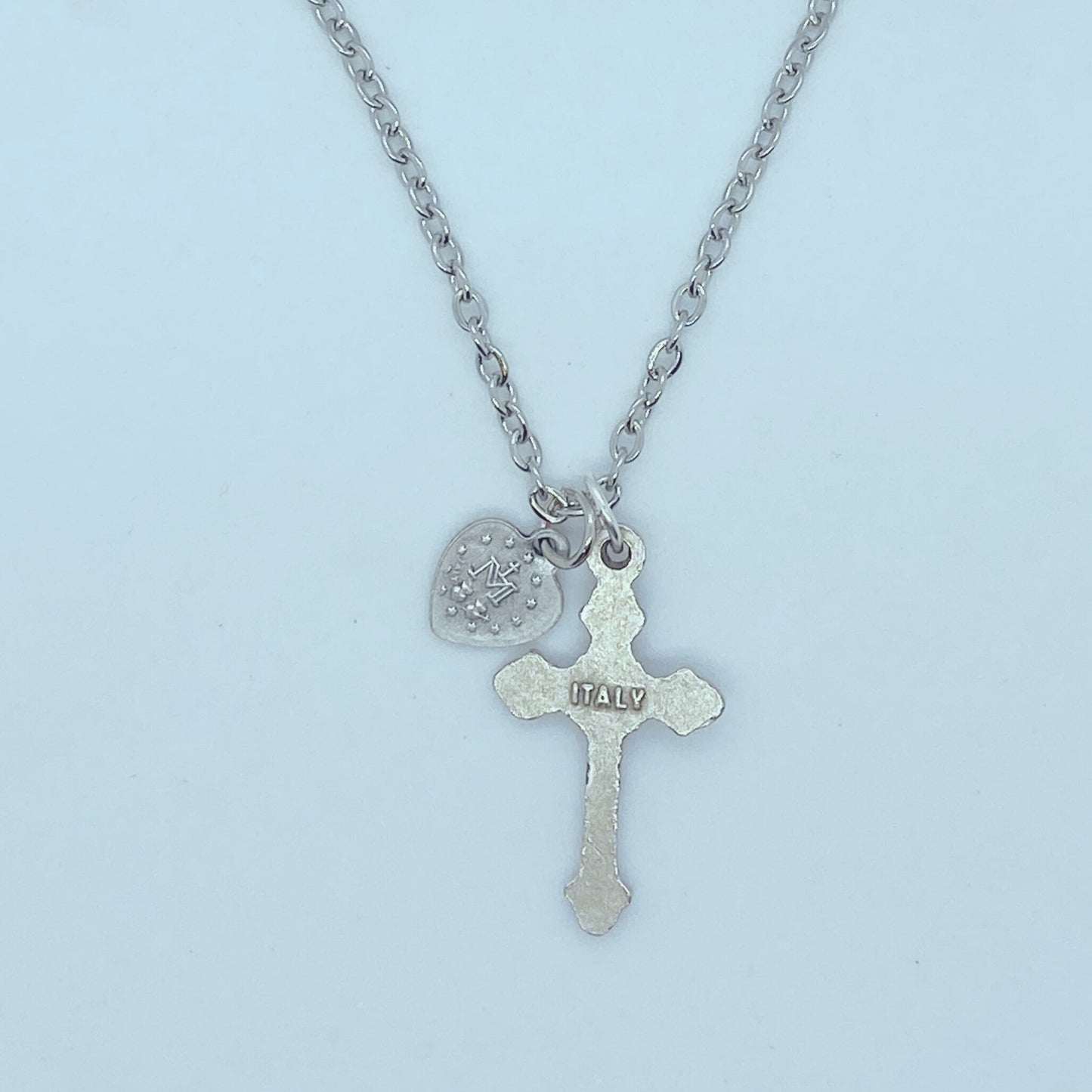 Crucifix with Heart Shaped Miraculous Medal
