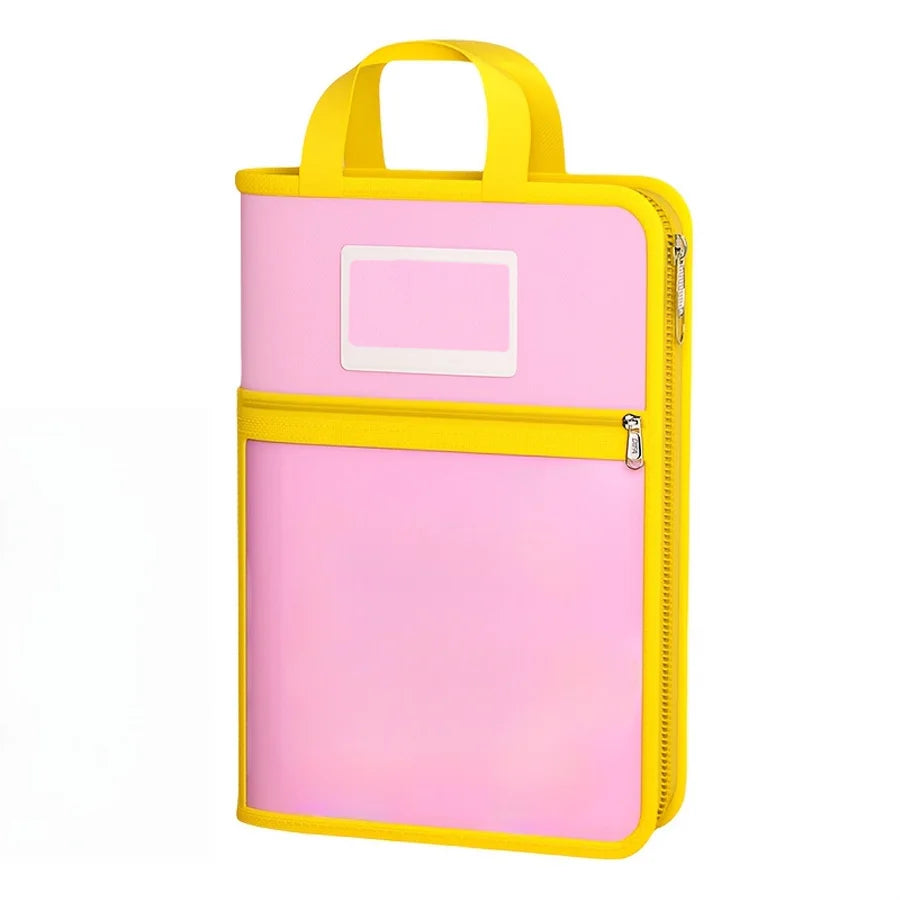 L-shaped A4 file bag, large opening mesh stationery storage bag, large-capacity transparent file bag, school supplies