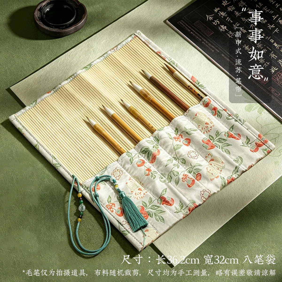 ✨Vintage Bamboo Roll Up Pencil Bag Chinese Calligraphy Brush Holder Wrap Retro Style Pencil Roll for Artists and School Supplies