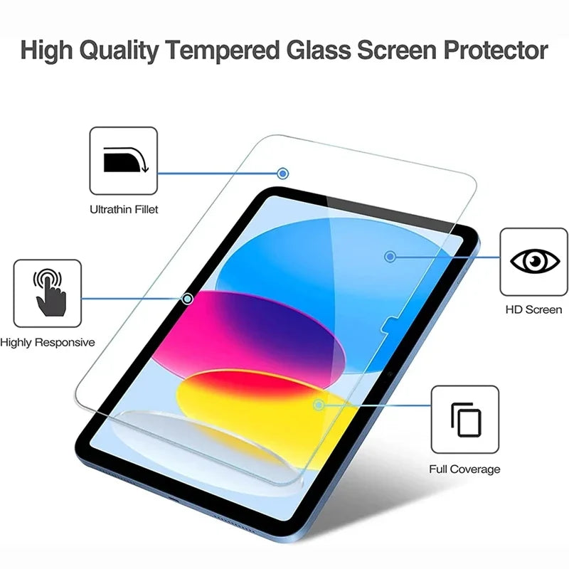 2PCS Glass Screen Protector Tablet Case Ipad 10Th Generation 11Th 10.9 Inch 2025 Ipad A16 A3354 A3355 A2696 A2757 Gen Cover