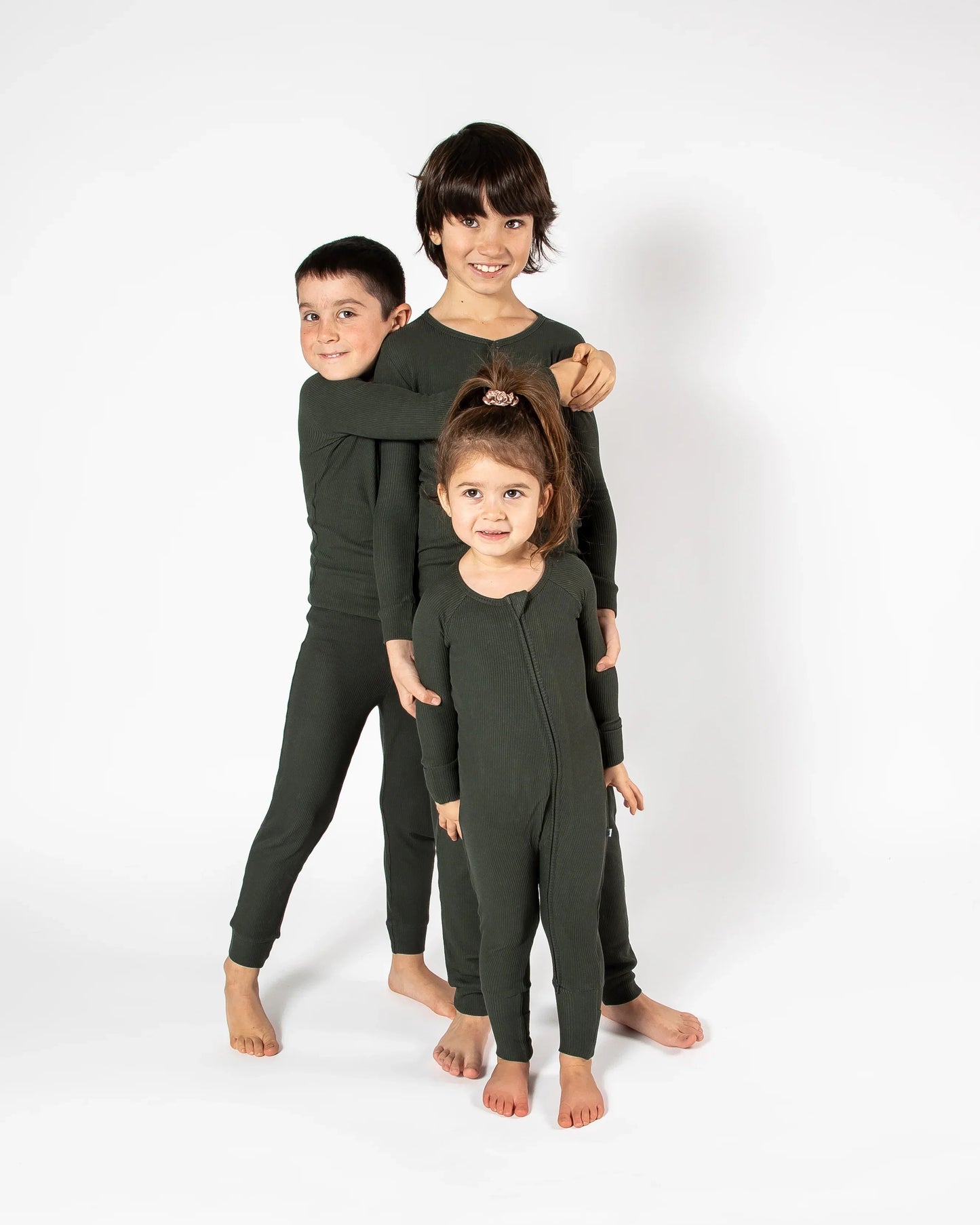 Deep Forest Green Waffle Convertible Footed One Piece