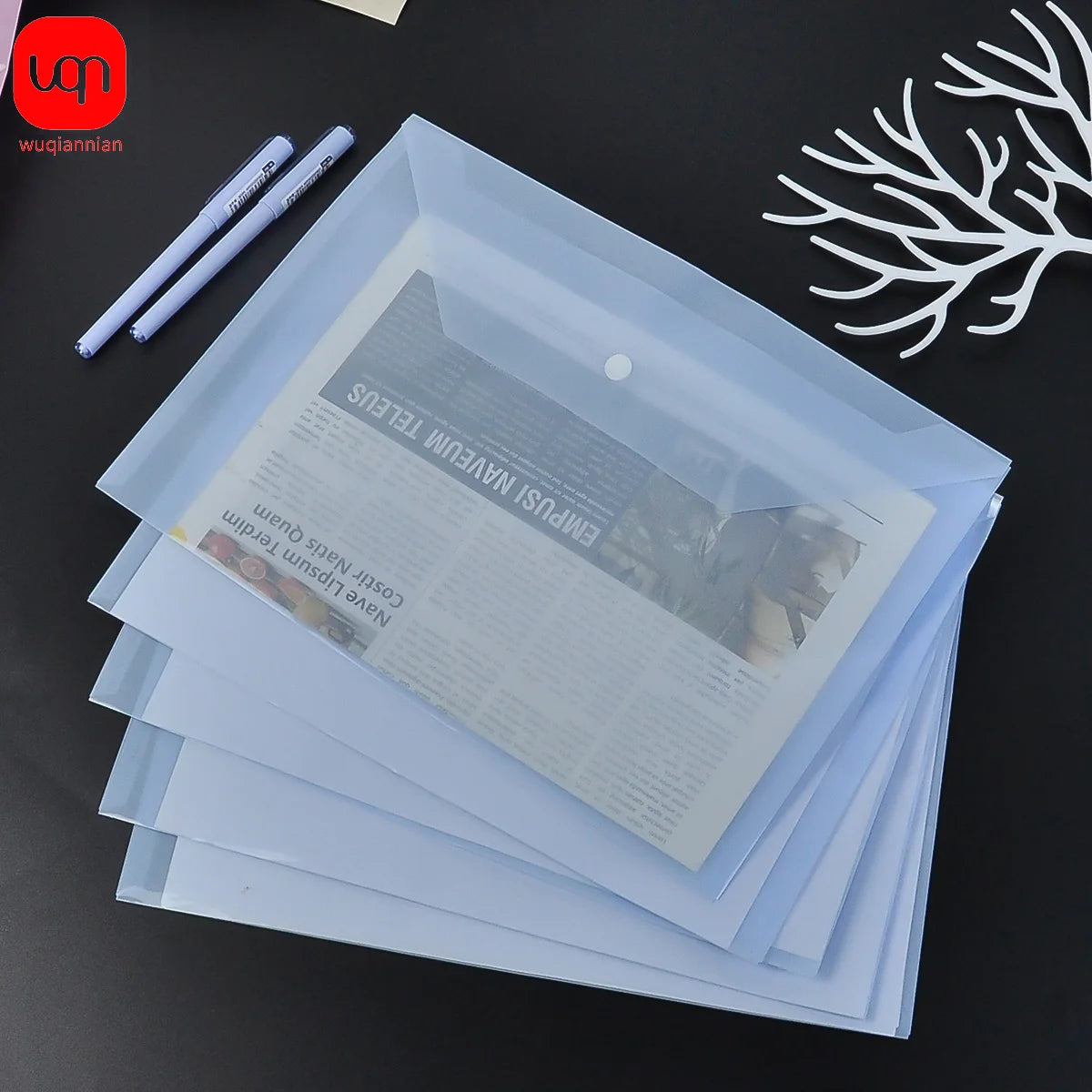 A4 Transparent File Bag Folder Plastic Envelopes Clear File Folders Document Organizers With Snap Button School Office Supplies