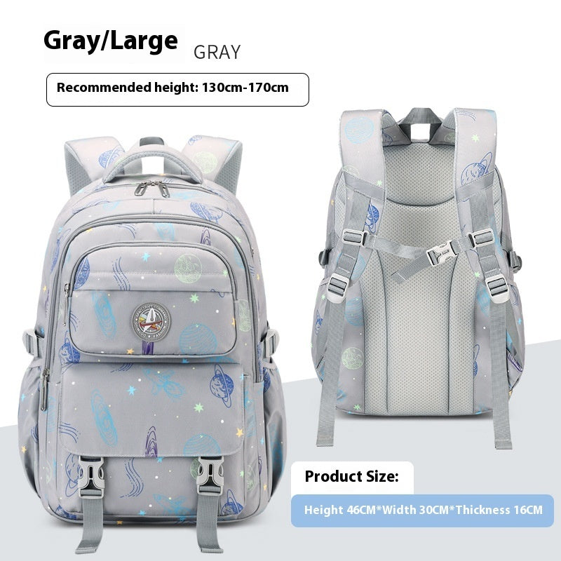 Kids Starry Sky School Backpack – Spine Support, Waterproof Oxford Cloth (Grades 5–9)