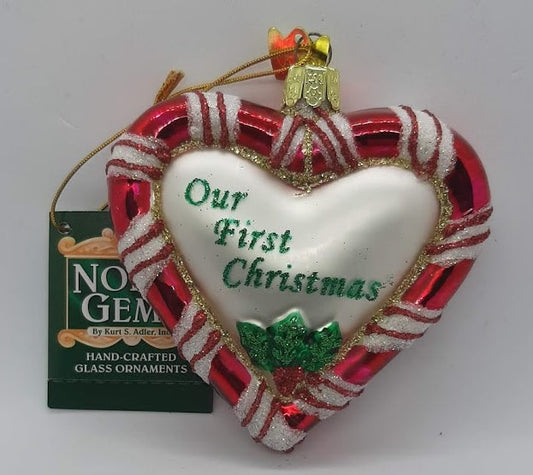 First Christmas Glass Heart Ornament