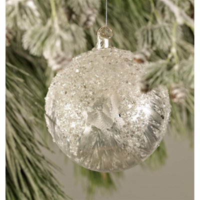Frosted & Beaded Glitter Ornament
