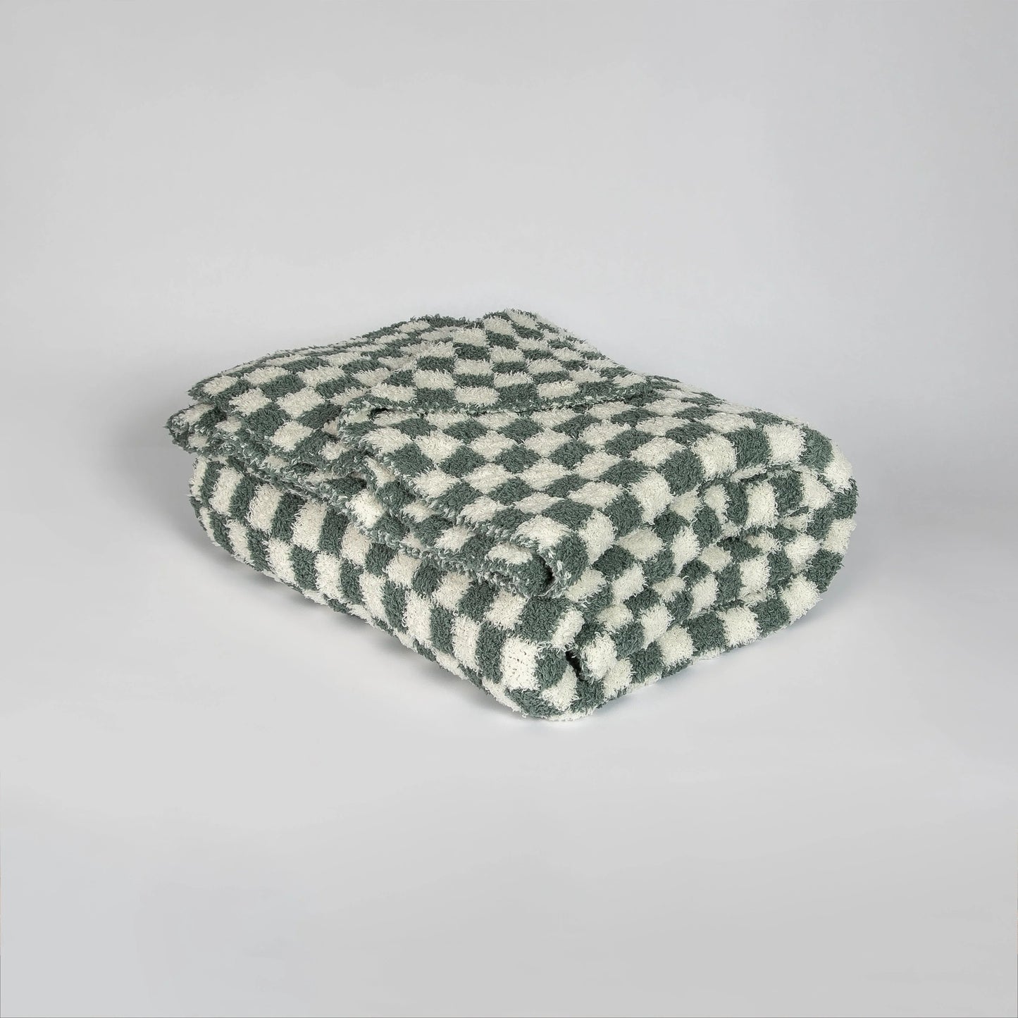 Baby's Breath & Forest Green Check Print Extended Throw