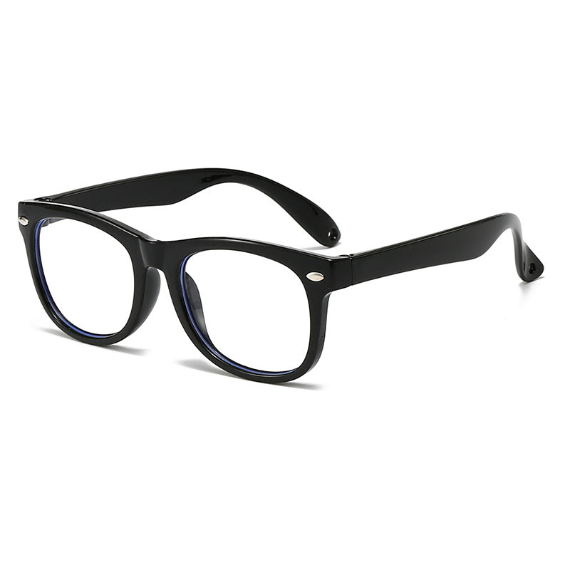 Children's anti-blue light silicone temple glasses, baby computer goggles, universal flat light glasses for children