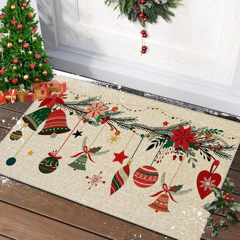 2 Counts Christmas Kitchen Mats Floral Area Rug Set of 2, Soft Low Profile Non-Slip Pads, Perfect for Home Decor, Holiday Gift Ideas, Office Use