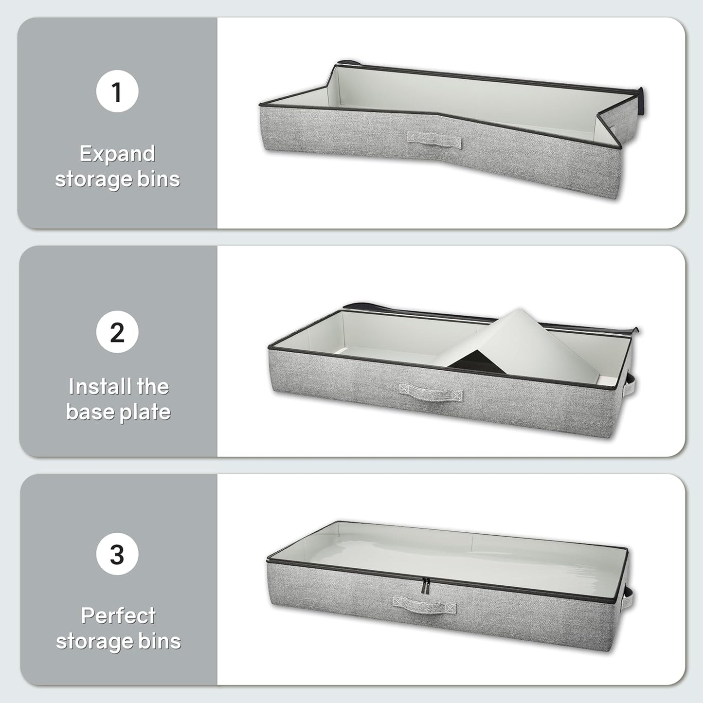 Under Bed Storage Containers 2 Pack -Underbed Storage with Plastic Cover-Organizers Bin Low Profile under Bed Storage 4.3" Thin Slim -Bedding/Rv Storage/Blanket/Shoe/Clothes Drawers