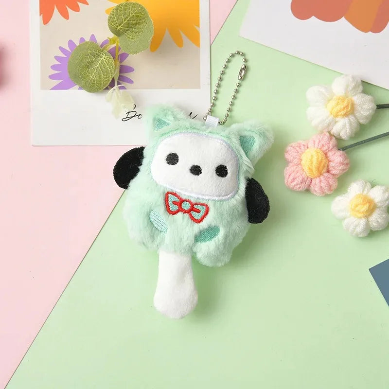 SANRIO Plush Keychain Hello Kitty MyMelody Kuromi Cinnamoroll Cartoon Animal Stuffed School Bag Pendant Backpack Decoration Doll