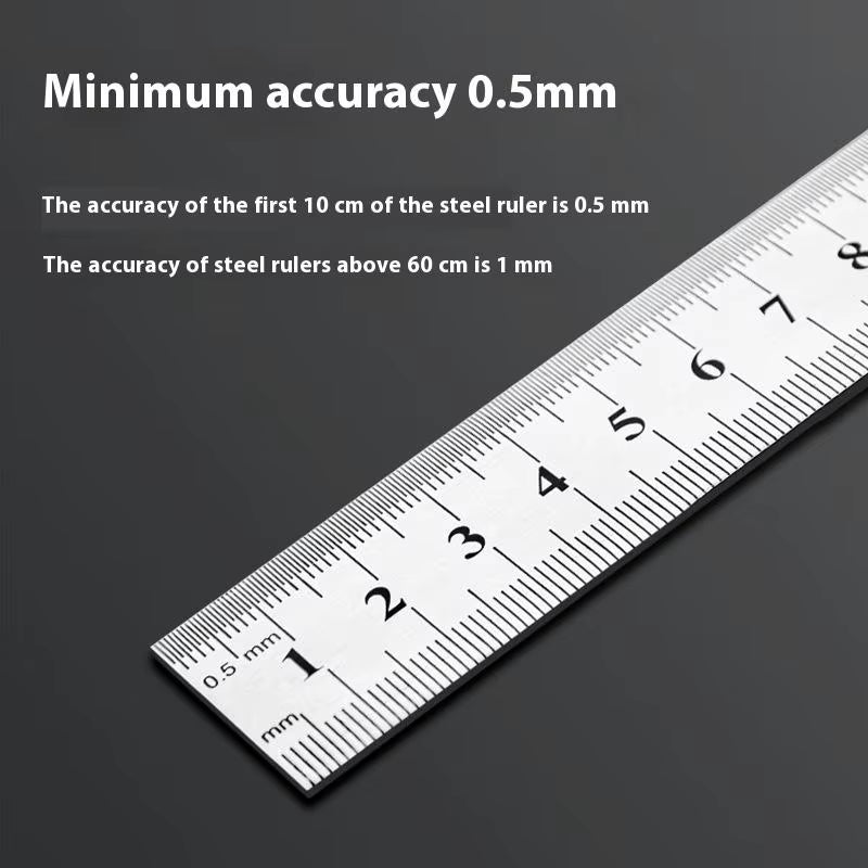 1Pcs 15/20/30/40/50/60100Cm Stainless Steel Metal Straight Ruler for Home School Precision Measuring Tool Drawing Tool Supplies