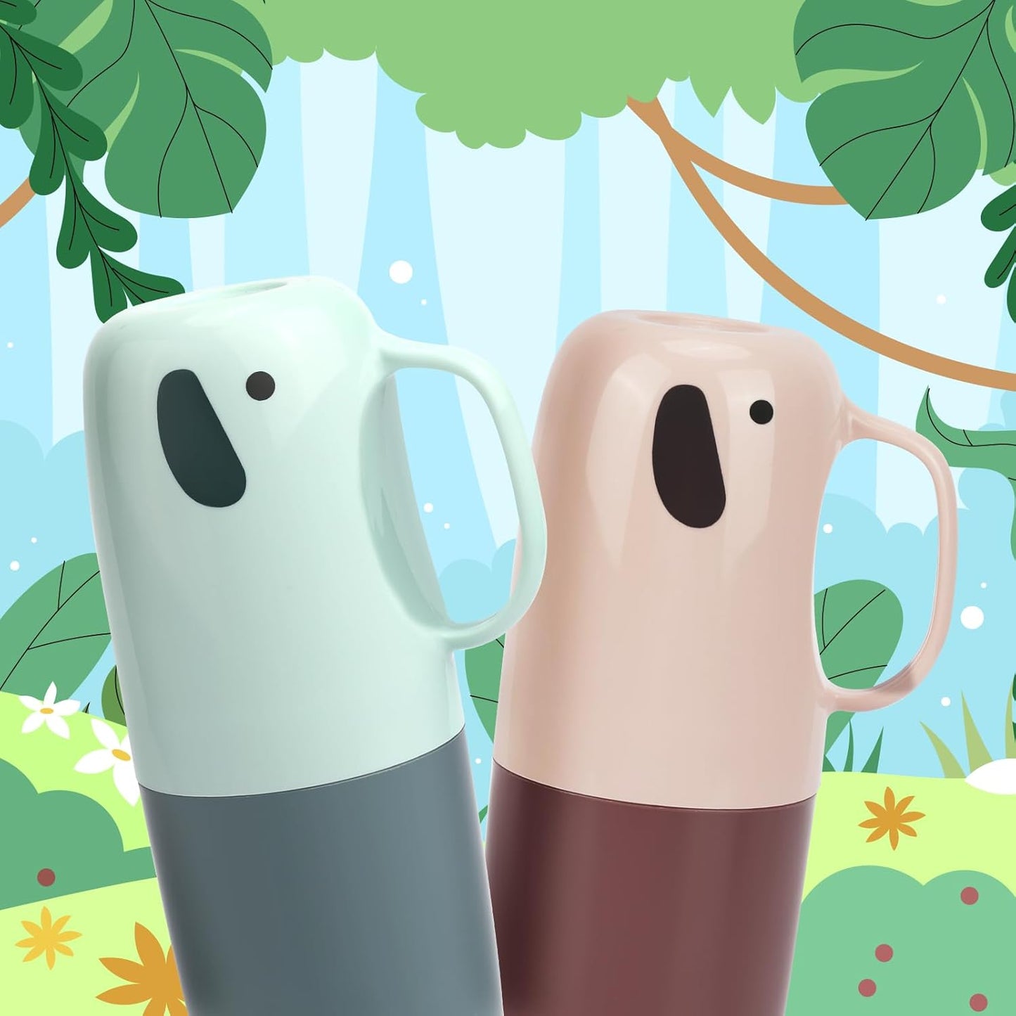 Toothbrush Travel Case, Removable and Portable Toothbrush Holder Cup, Use for Travel, Hiking,Camping, School, Bathroom, Cute and Playful Elephant Styling for Kids and Teens (Blue)