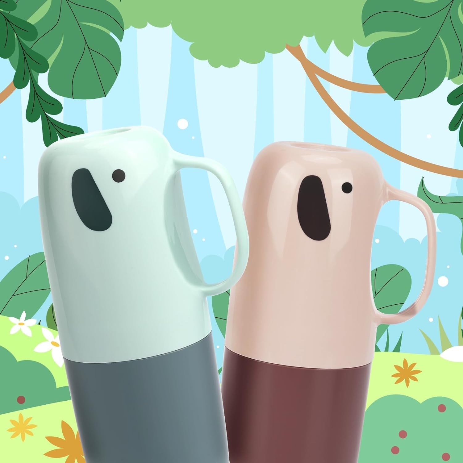 Toothbrush Travel Case, Removable and Portable Toothbrush Holder Cup, Use for Travel, Hiking,Camping, School, Bathroom, Cute and Playful Elephant Styling for Kids and Teens (Blue)