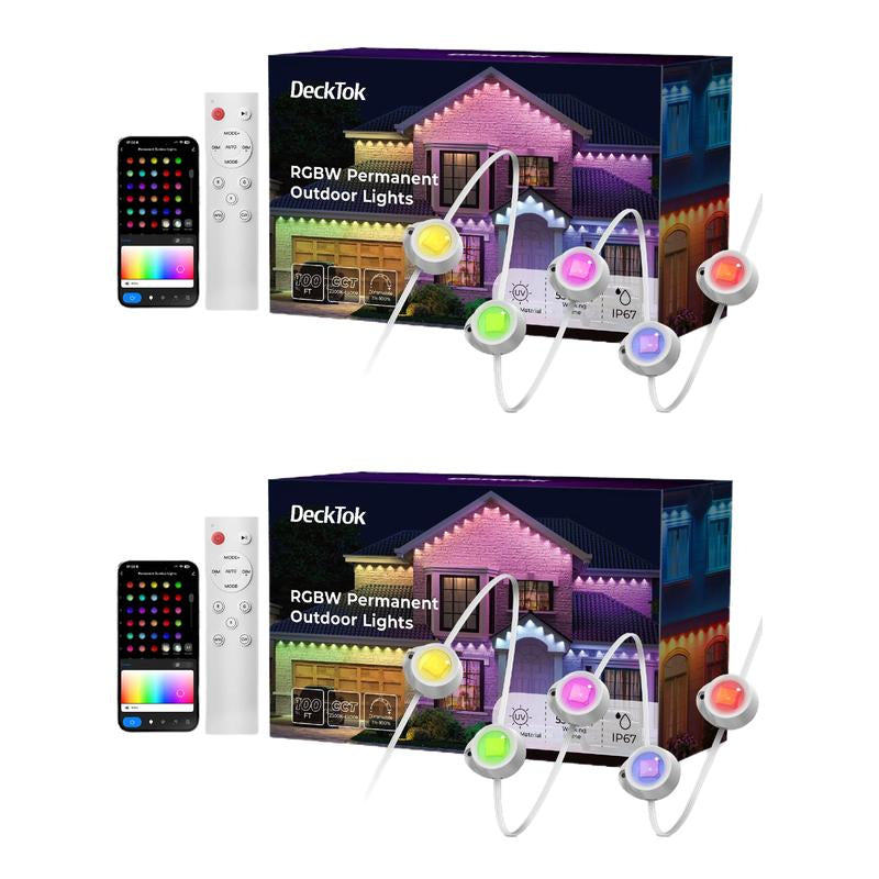 [Christmas Decoration]100Ft Smart Permanent Outdoor Lights Pro, RGBWW and 60LM Triple-Led Lights, Outdoor Decorations with 79 Scene Modes, IP67 Waterproof Work with Alexa, Google Assistant, White