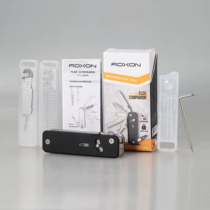 S503G Flex Companion Tool Modular Design and Customizable Pocket Tool, Preinstalled with 8 Essential Tools (1/4" Bit Drive