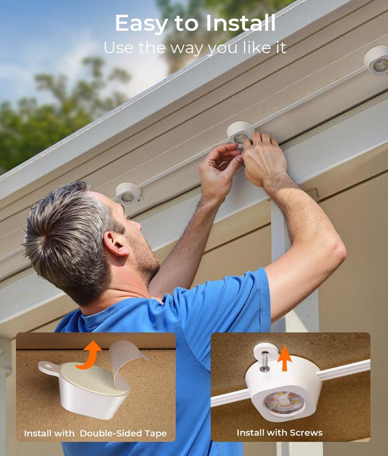 [Christmas Decoration]100Ft Smart Permanent Outdoor Lights Pro, RGBWW and 60LM Triple-Led Lights, Outdoor Decorations with 79 Scene Modes, IP67 Waterproof Work with Alexa, Google Assistant, White