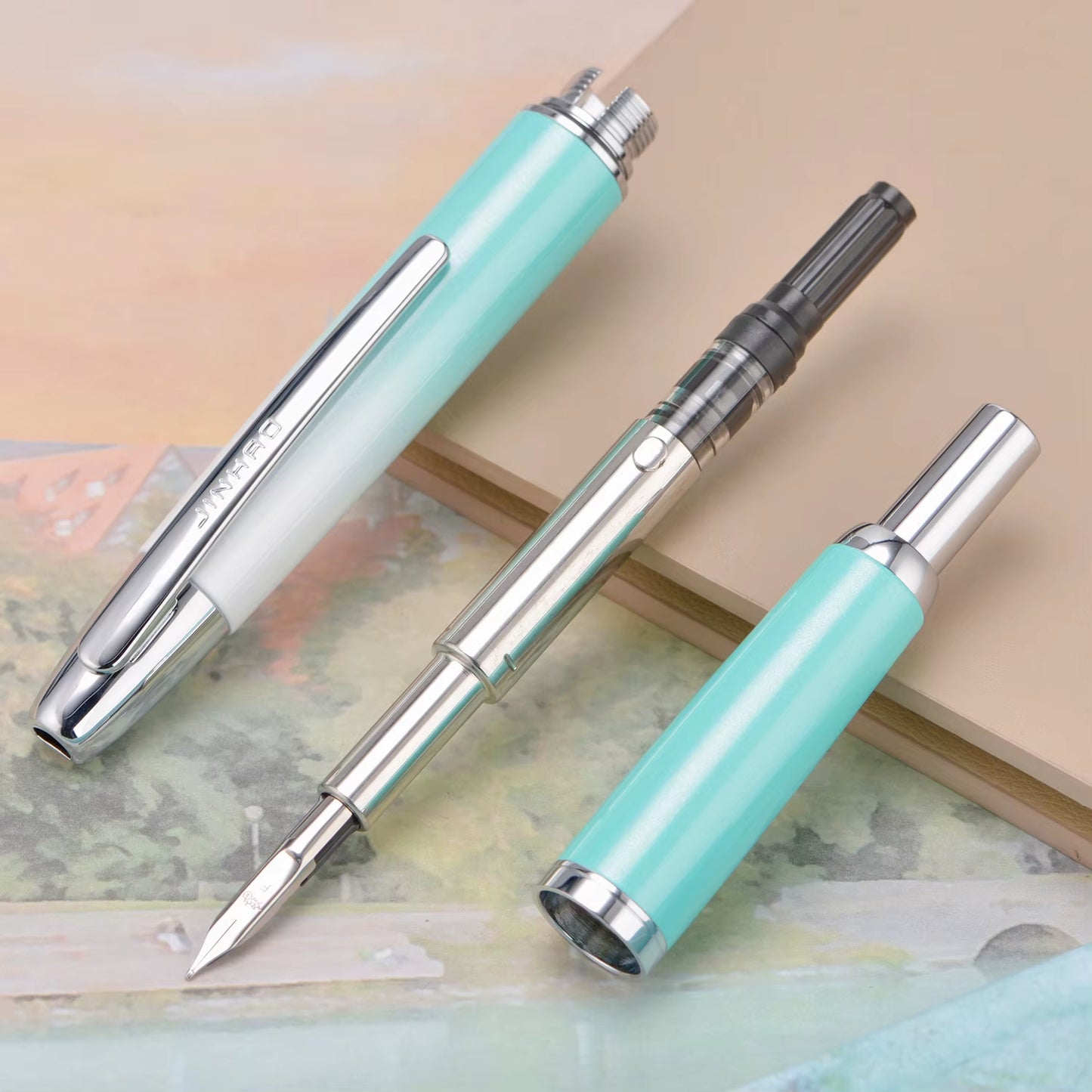 Jinhao 10 Retractable Press Fountain Pen EF/F/M Nib with Ink Converter Writing Gift Pen