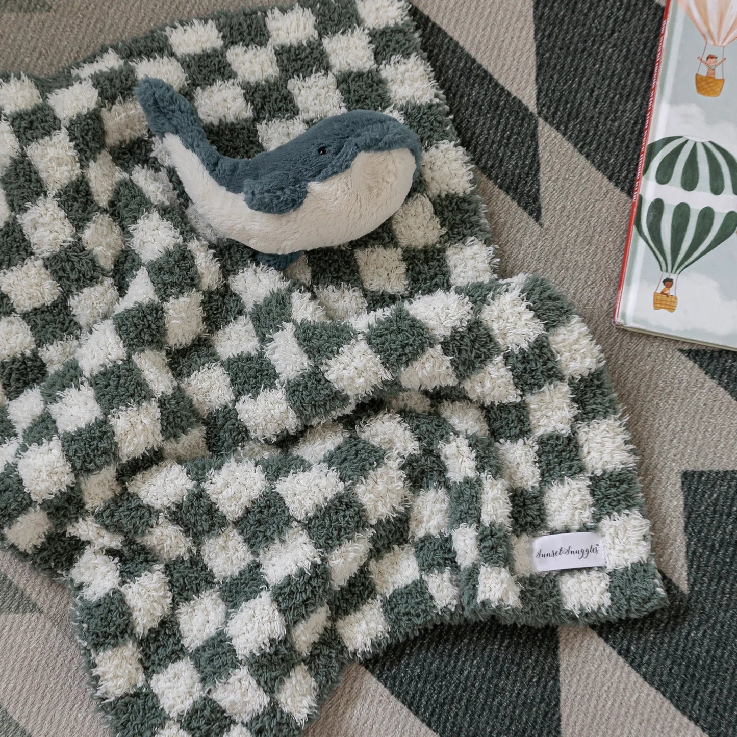 Baby's Breath & Forest Green Check Print Lovey