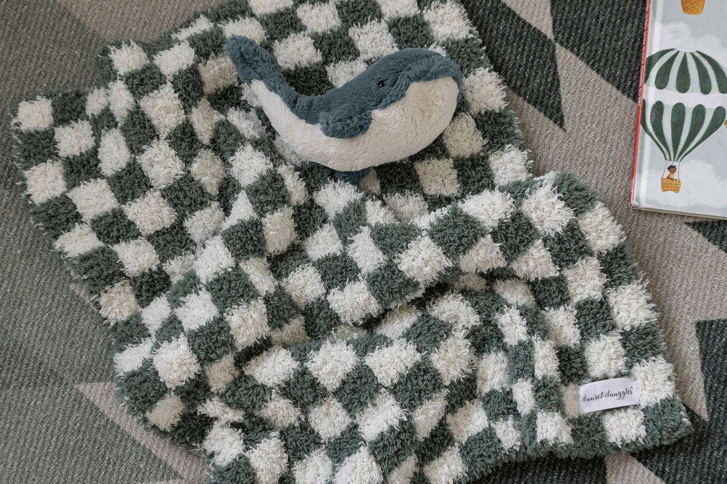 Baby's Breath & Forest Green Check Print Lovey