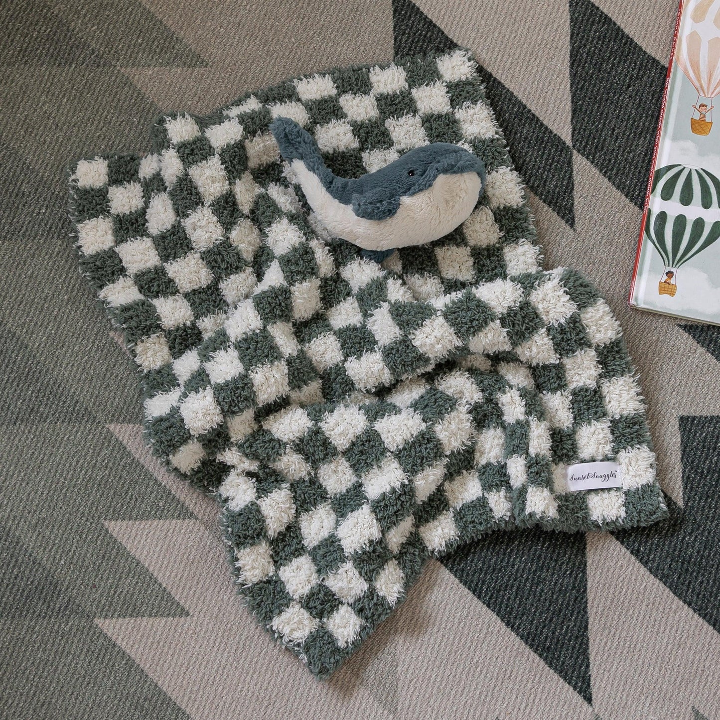 Baby's Breath & Forest Green Check Print Lovey