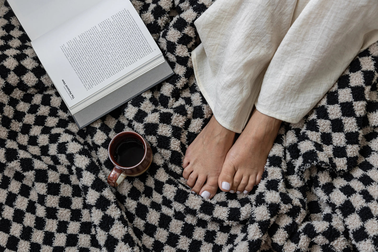 Tap Shoe & Rainy Day Check Print Extended Throw