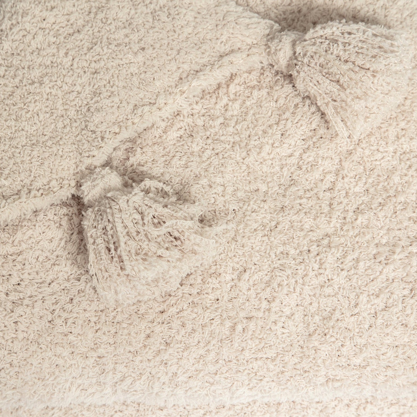 Blushing Beige Solid Double Layer with Tassels Print Extended Throw