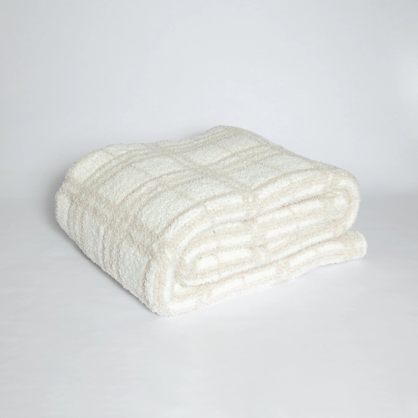 Blushing Beige & White Plaid Print Extended Throw