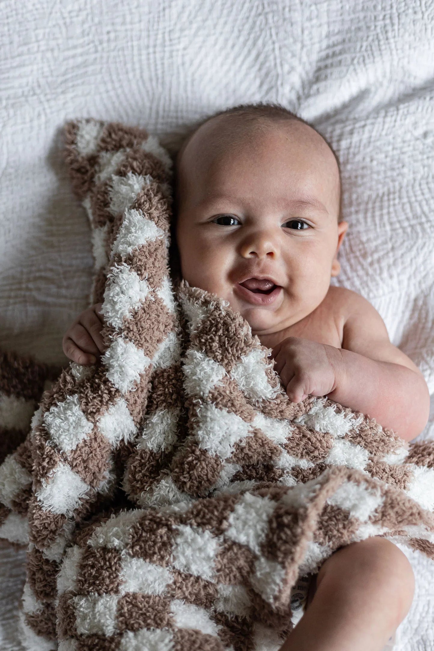 Chocolate Milk & White Check Print Lovey
