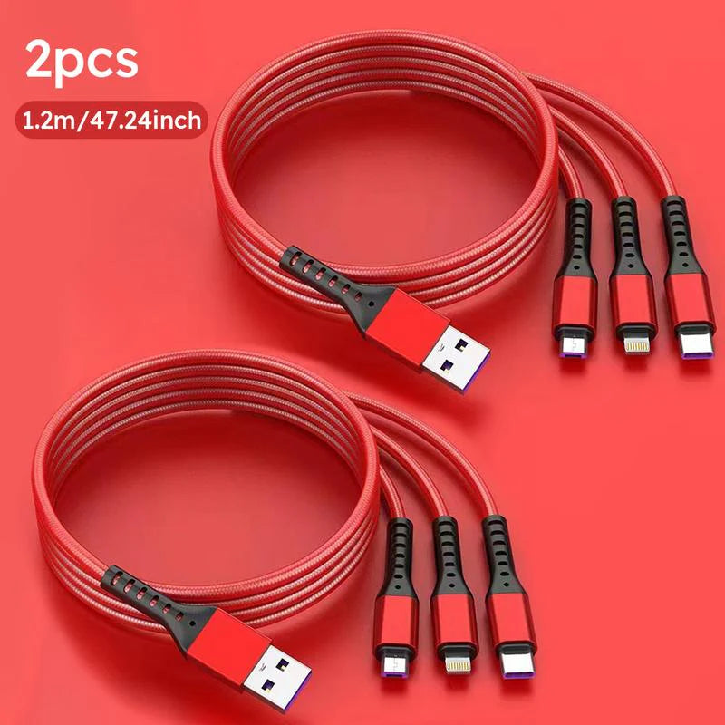 Charge Fast & Stay Connected! 🚀✨ Check Out Our 2-Pack 1.2M Super Fast Charging USB Cable - Mfi Certified 3 in 1 with Type-C, Micro USB, and IP Port! Perfect for All Your Devices! 📱🔌 #Fastcharging #Techessentials