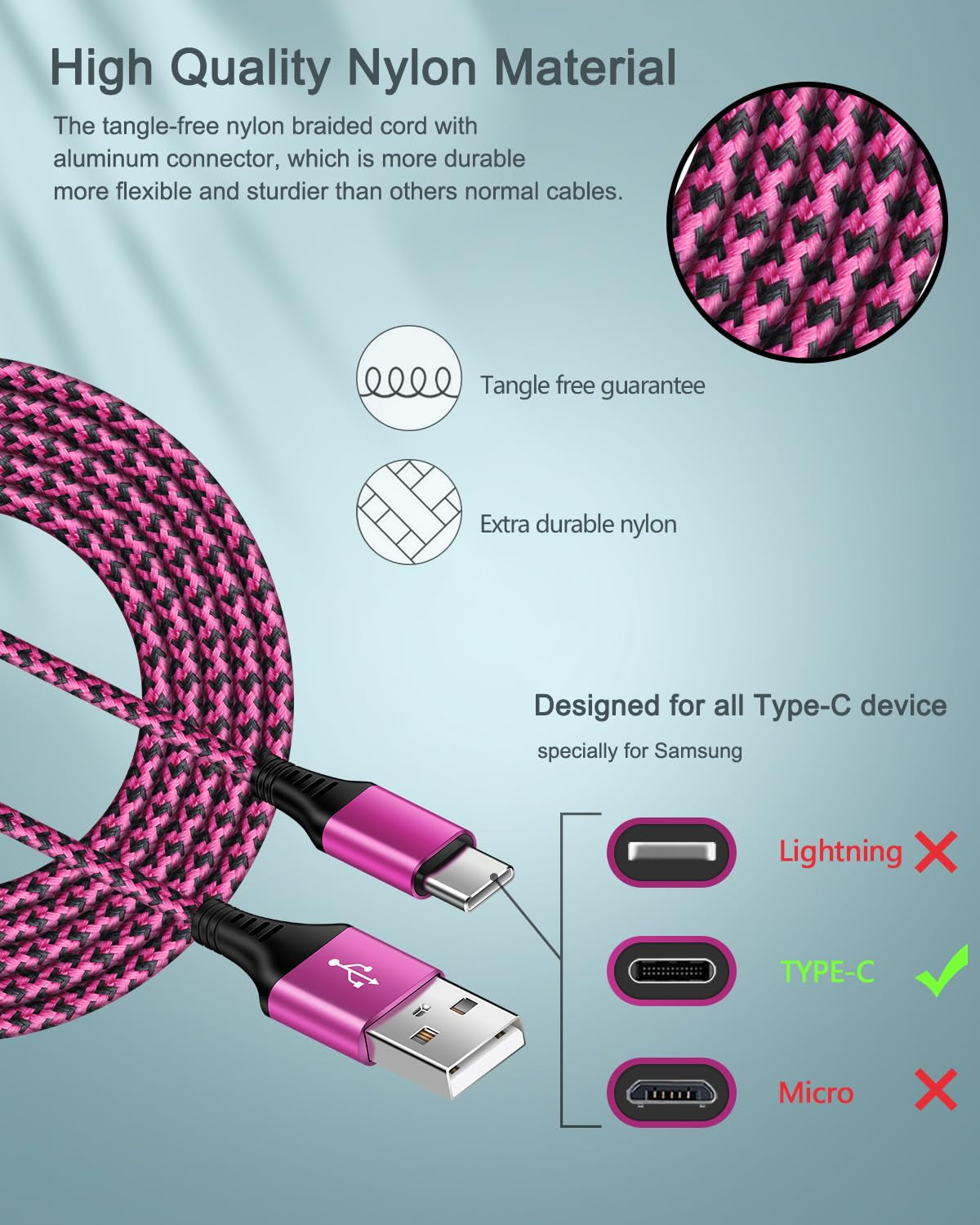 USB C Charger Cable for Iphone 17 Pro Max/Plus/Air/16E, Fast Charging USBC Cord for Android & Iphone 16E, 16 Pro Max 15 Pro, Samsung Galaxy S25 Ultra S24 A17 A16, Google Pixel 9A, 10 Pro, USB-C Wire