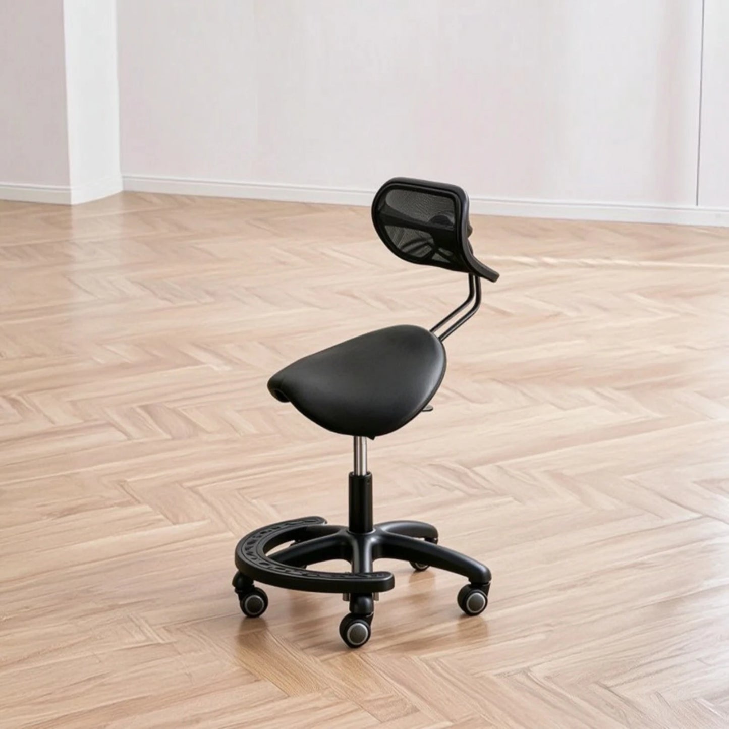 Saddle Stool with Wheels Ergonomic Stool with Backrest Saddle Chair Heavy-Duty for Stylists, Salon, Medical Office