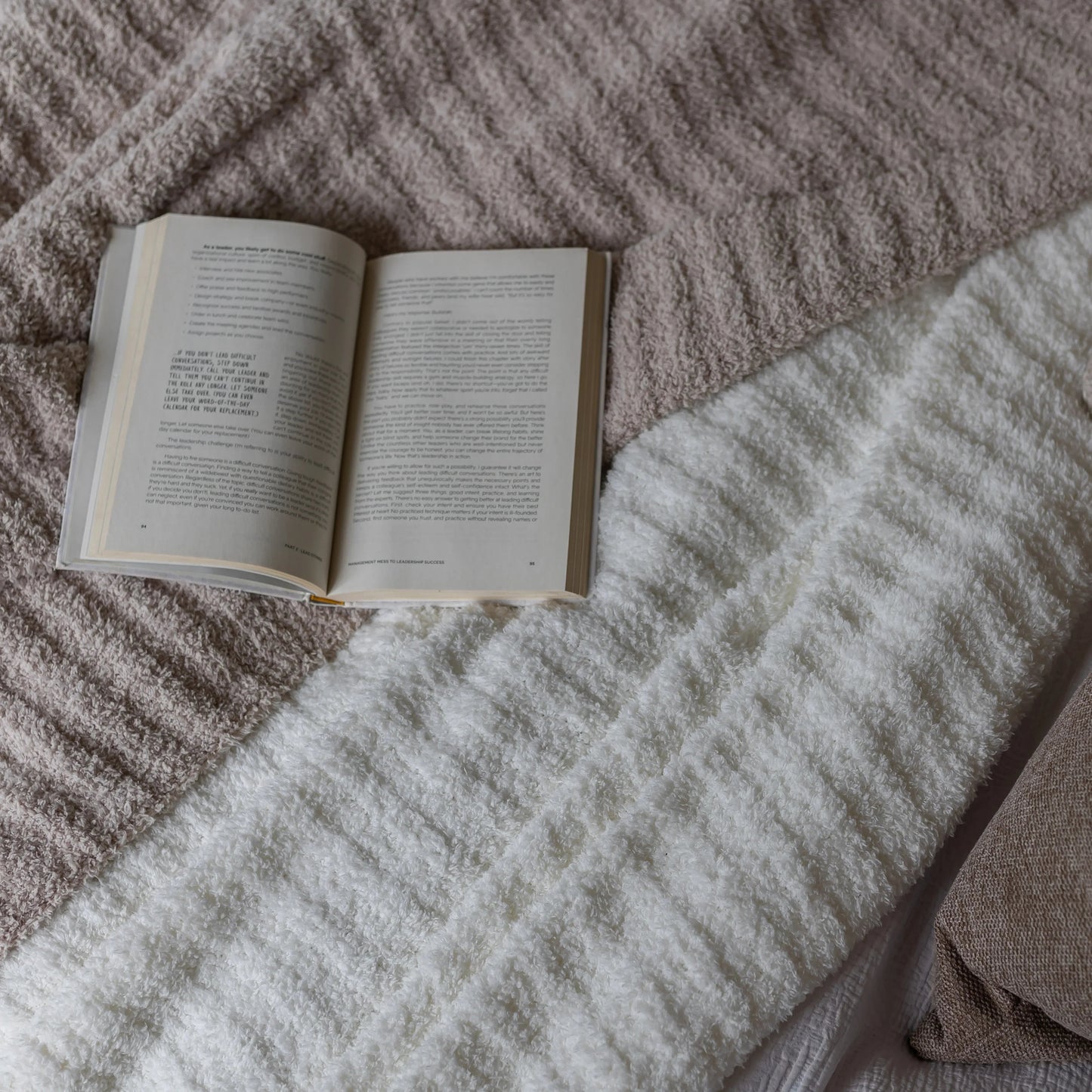Blushing Beige Ribbed King Sized Bed Blanket