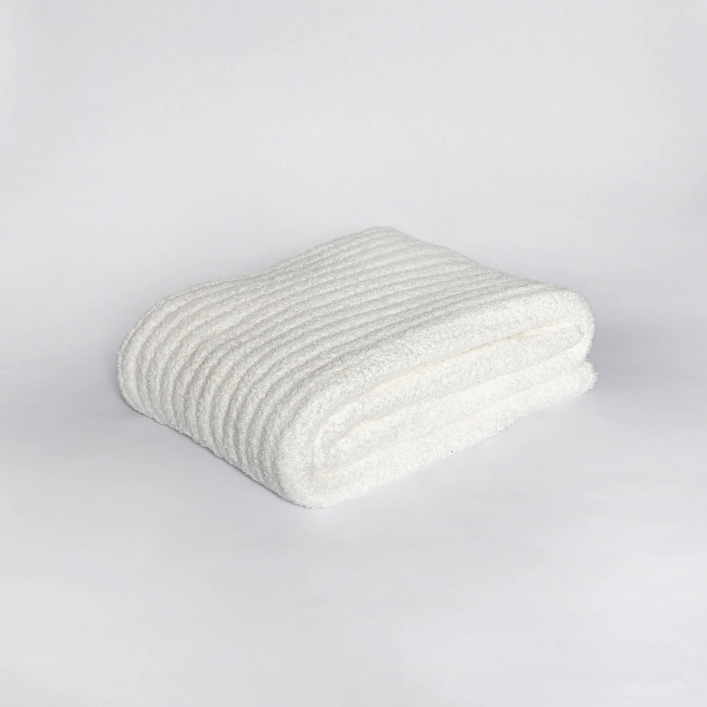 White Ribbed Extended Throw