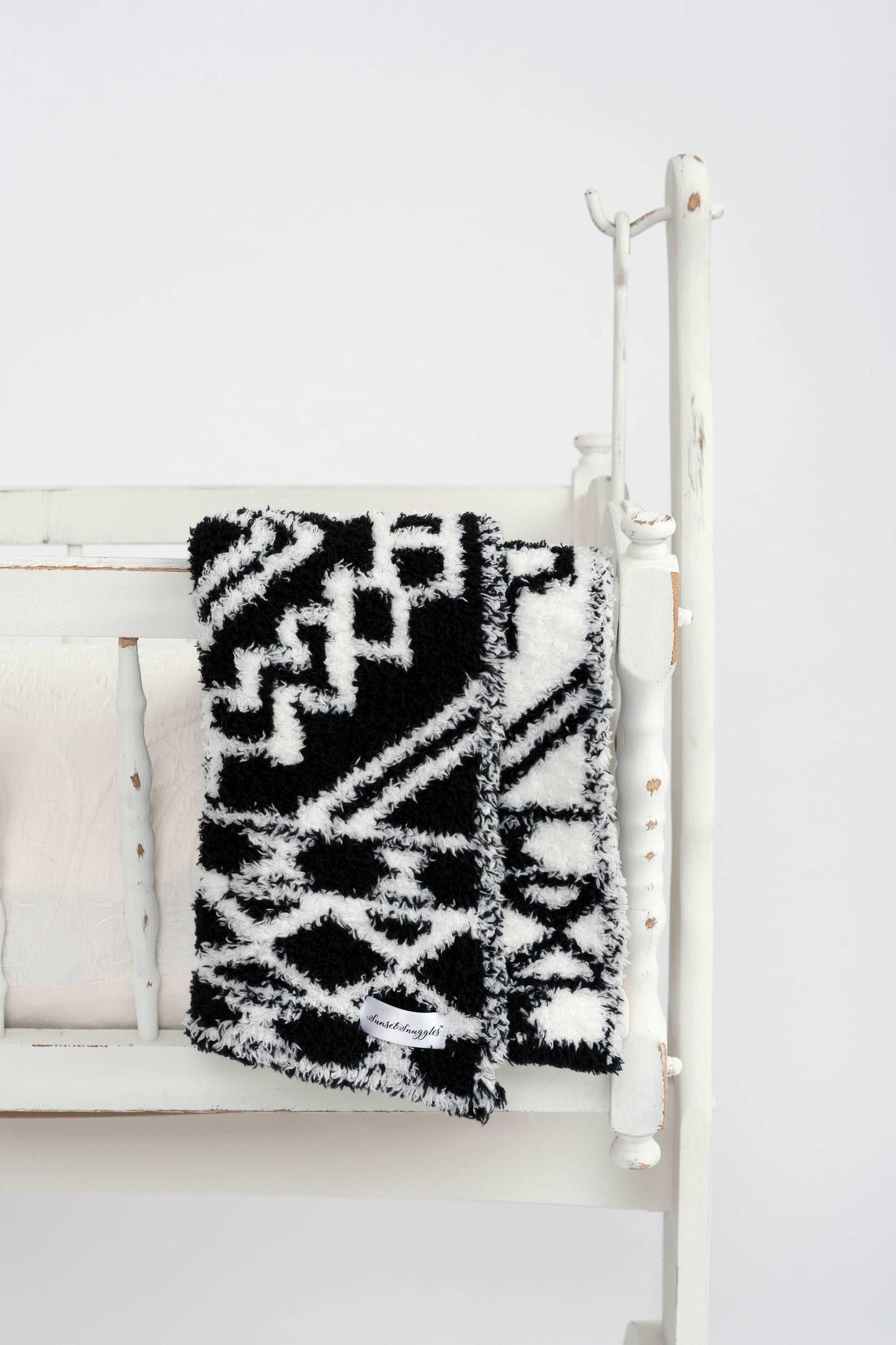 Black & White Diamond Tile Lovey Baby Blanket
