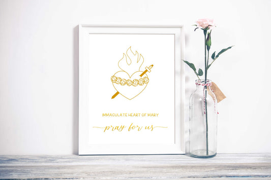Immaculate Heart of Mary Gold Foil Print