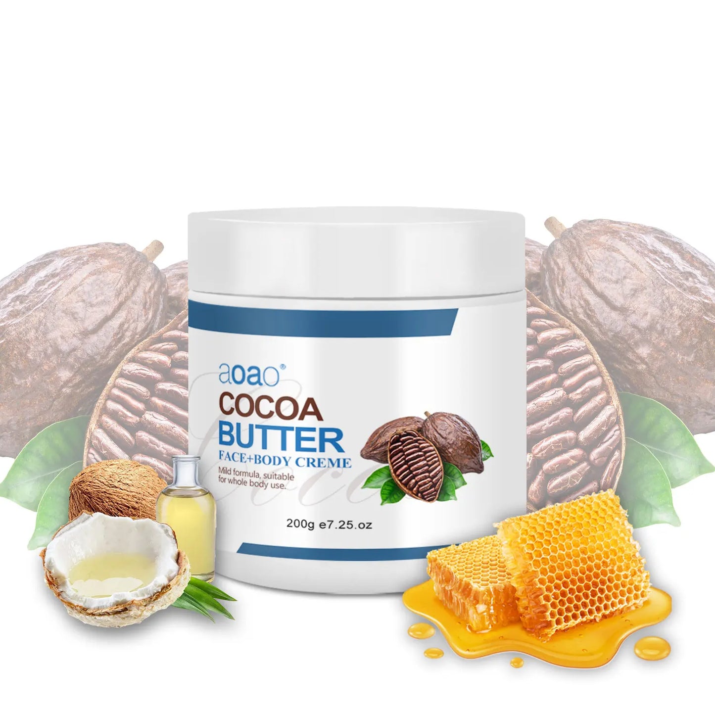 Shea Butter Body Cream - Coconut & Cocoa Butter Formula,   Suitable for All Skin Types, Hypoallergenic with Vitamin E