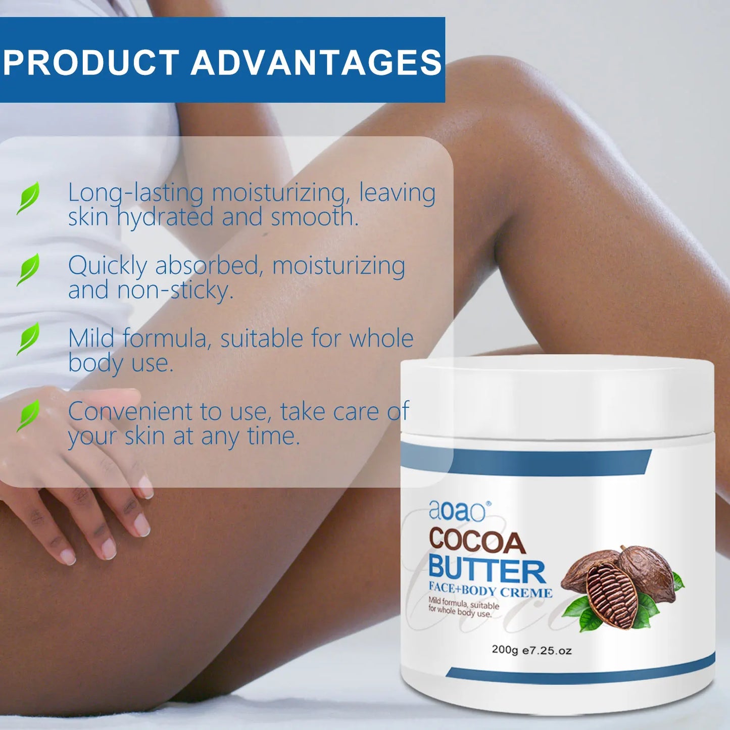 Shea Butter Body Cream - Coconut & Cocoa Butter Formula,   Suitable for All Skin Types, Hypoallergenic with Vitamin E