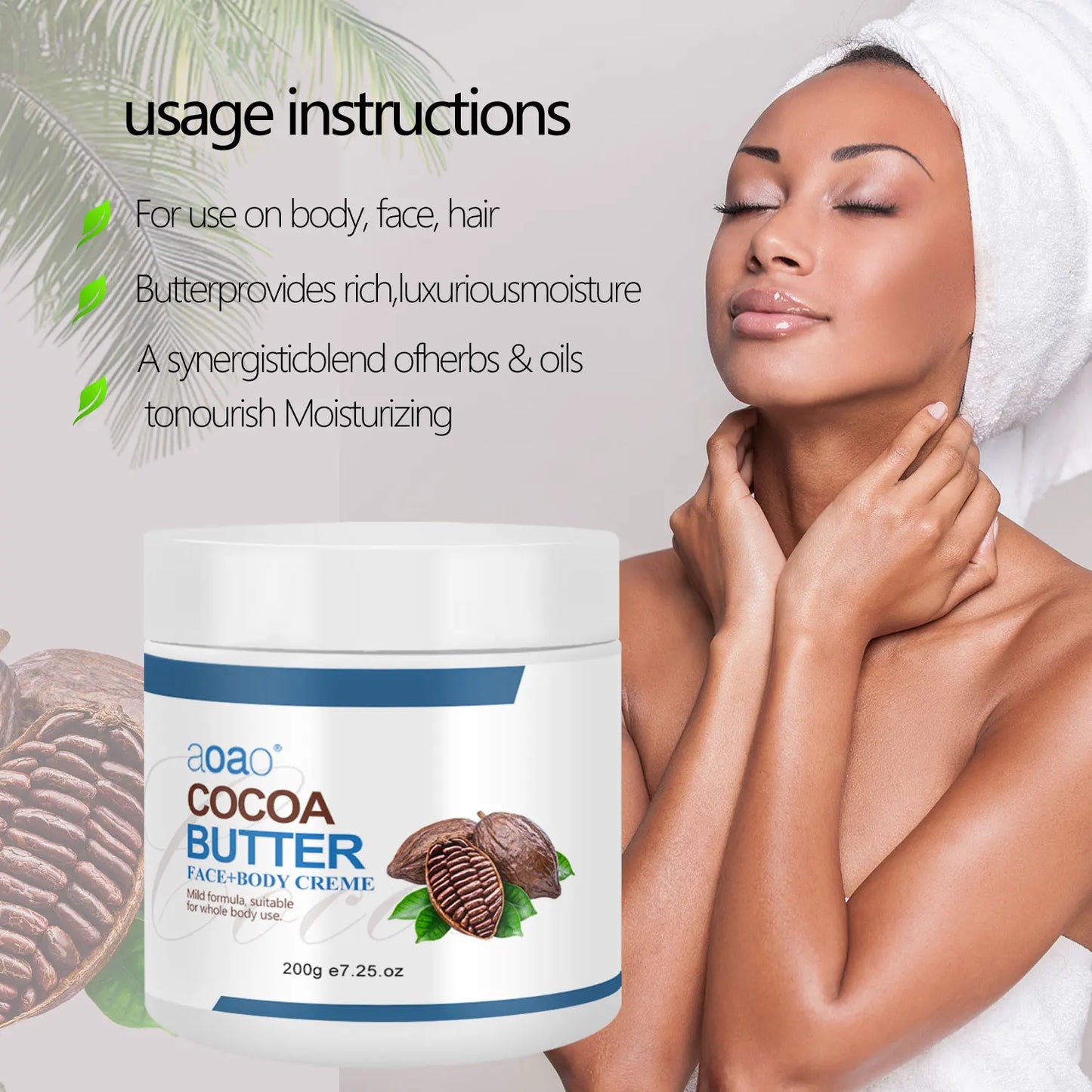Shea Butter Body Cream - Coconut & Cocoa Butter Formula,   Suitable for All Skin Types, Hypoallergenic with Vitamin E