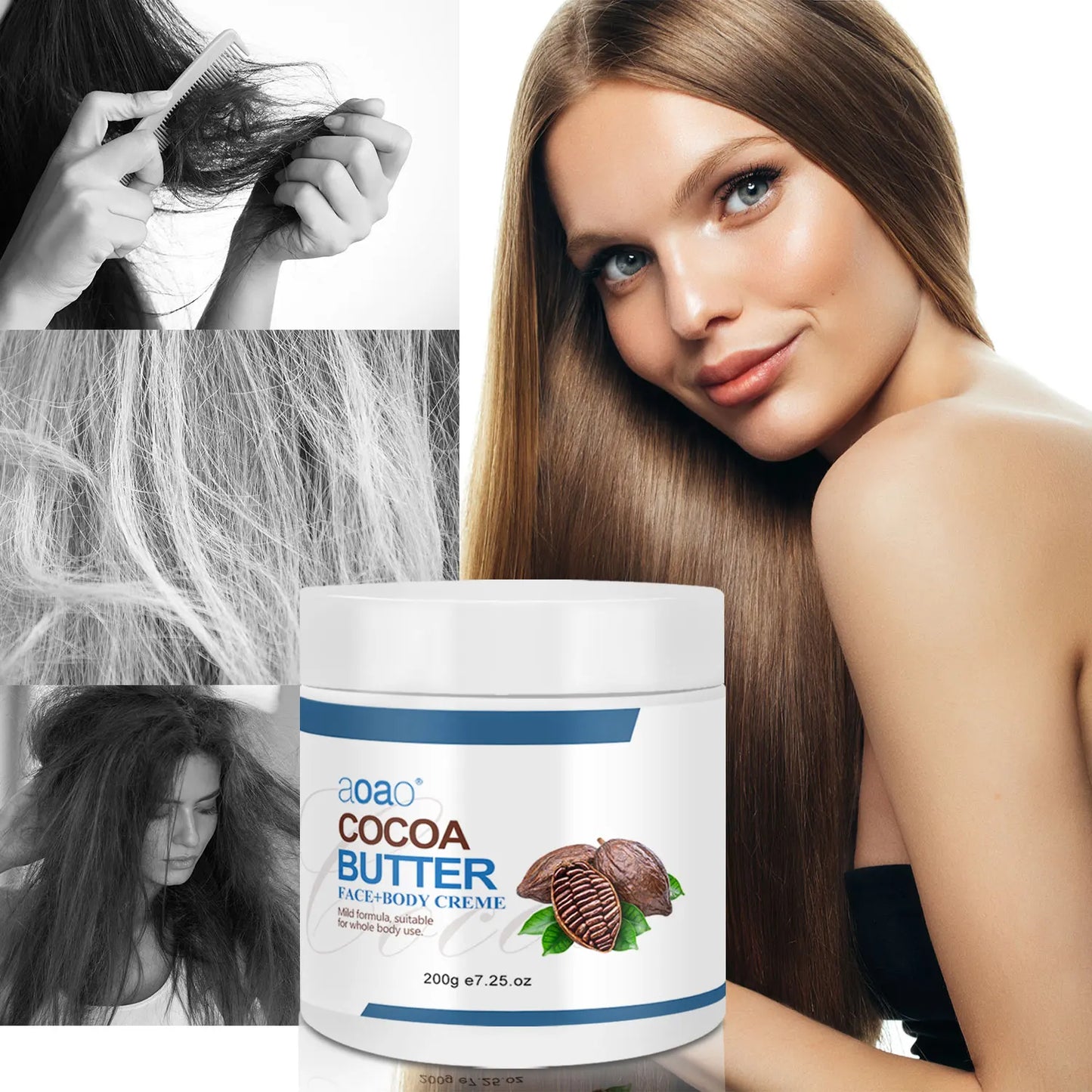 Shea Butter Body Cream - Coconut & Cocoa Butter Formula,   Suitable for All Skin Types, Hypoallergenic with Vitamin E