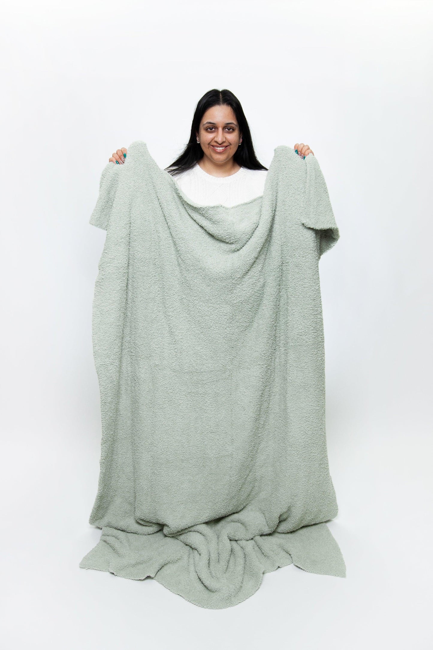 Desert Sage Solid Double Layered Print Extended Throw