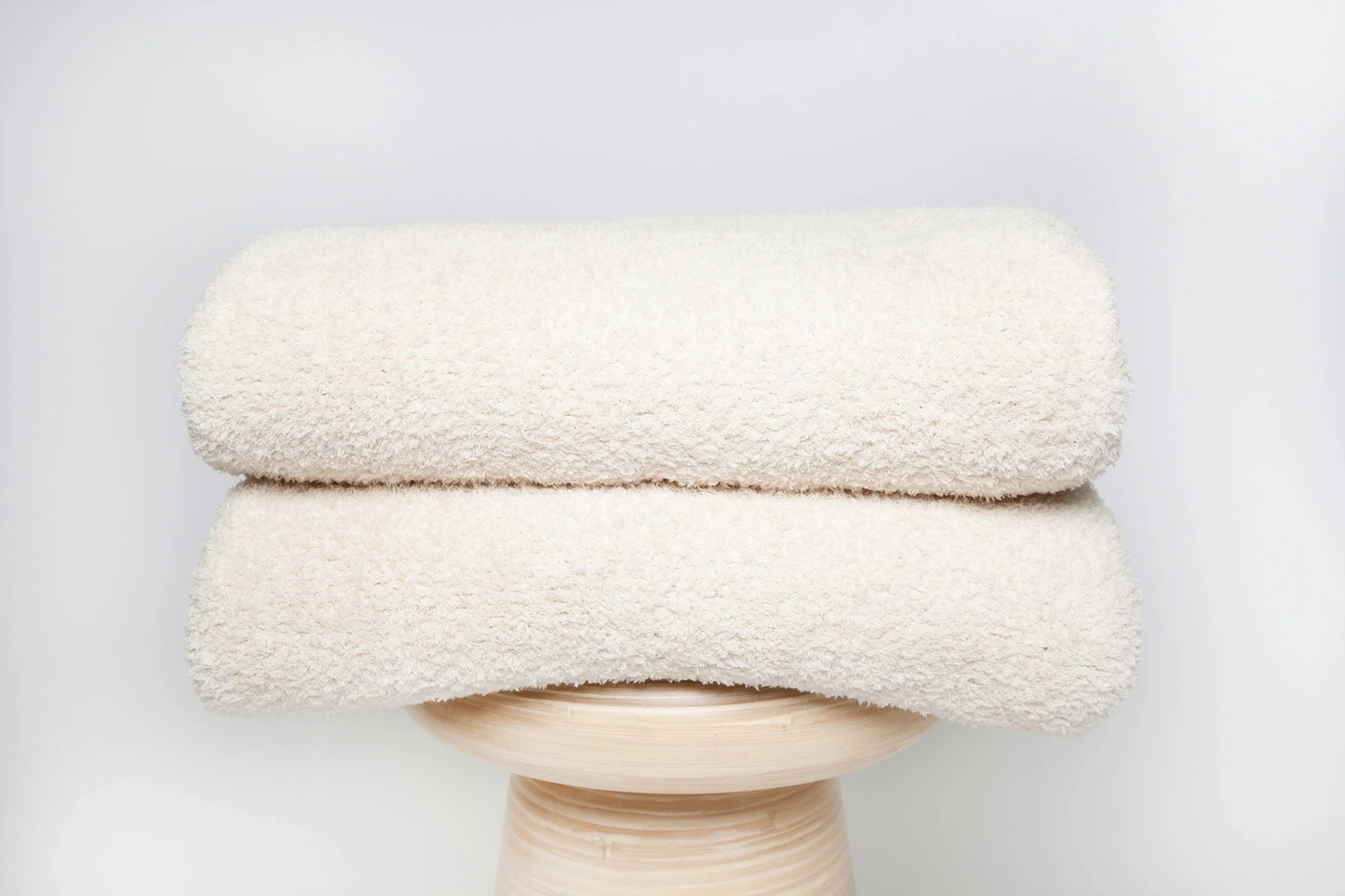 Cream Solid Double Layered Print Extended Throw