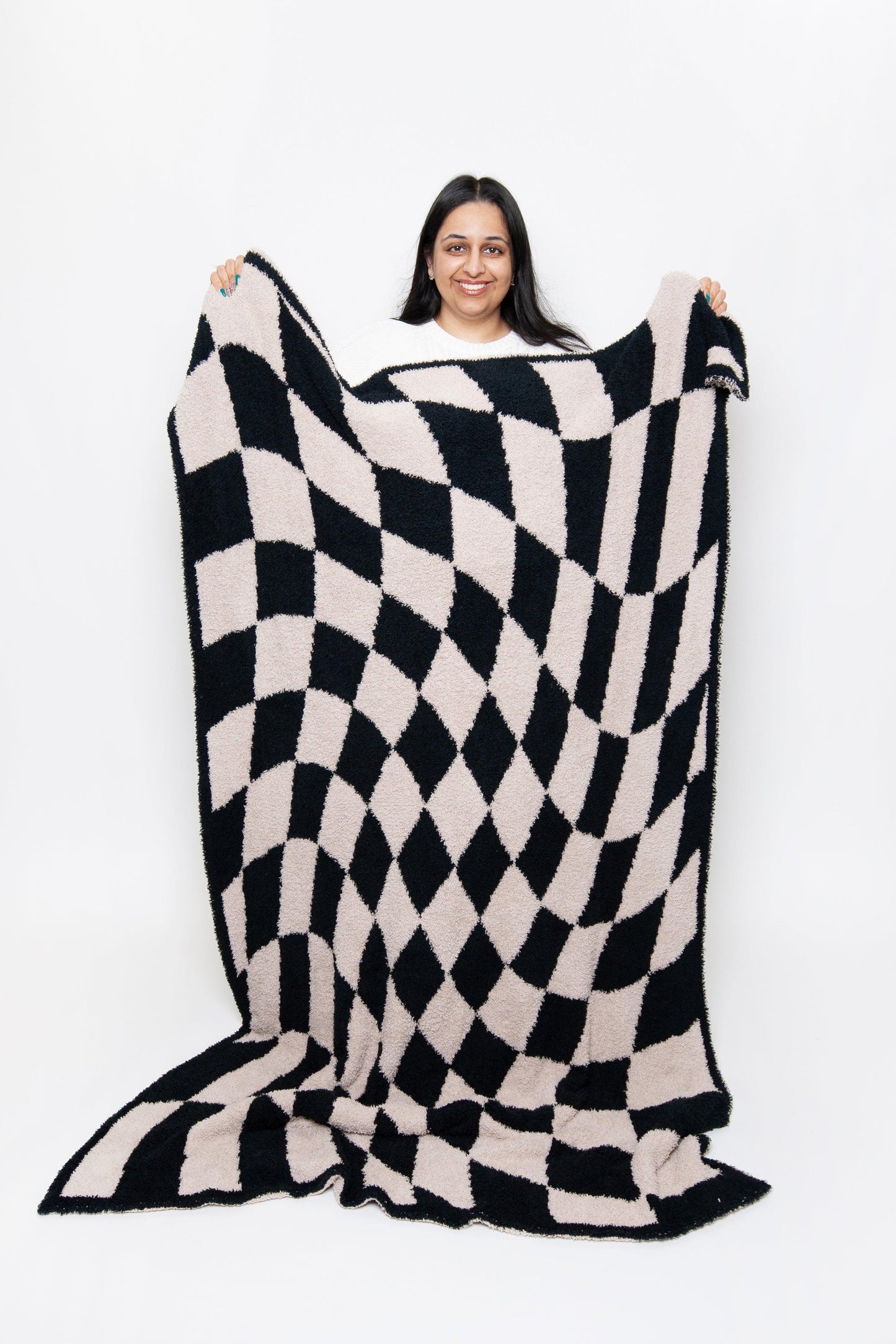 Tap Shoe & Rainy Day Wavy Checker Print Extended Throw
