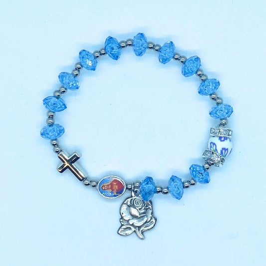 Immaculate Heart of Mary Crystal Bead Rosary Bracelet