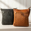 MET Cow Leather Crossbody Bag with Woven Front