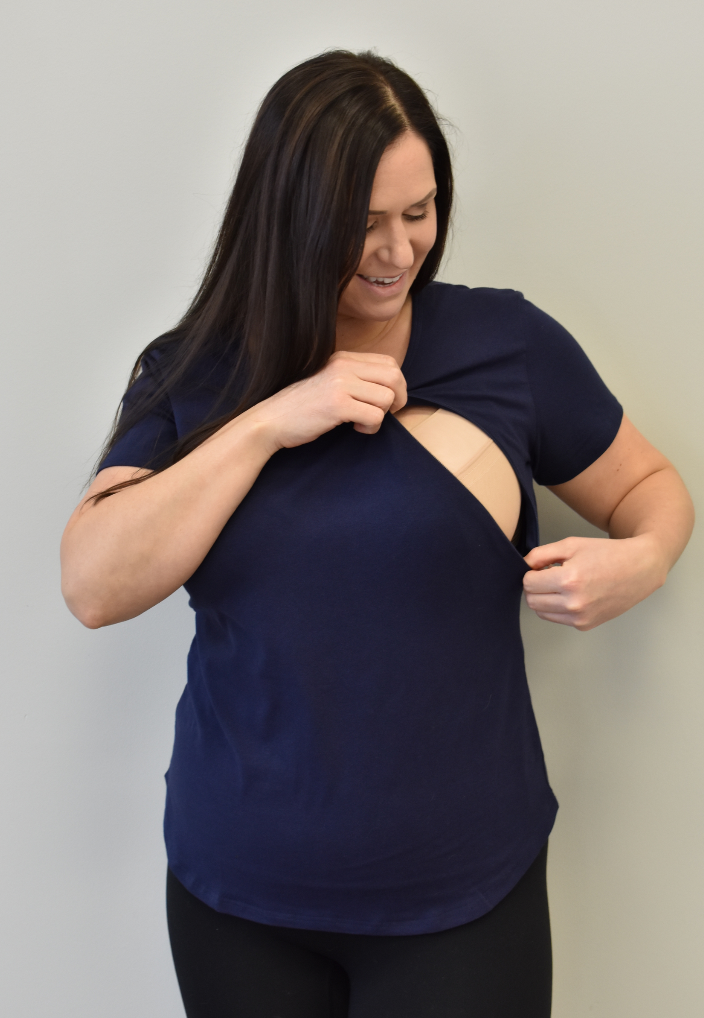 Zoe Zipper Short Sleeve Nursing Tee Shirt