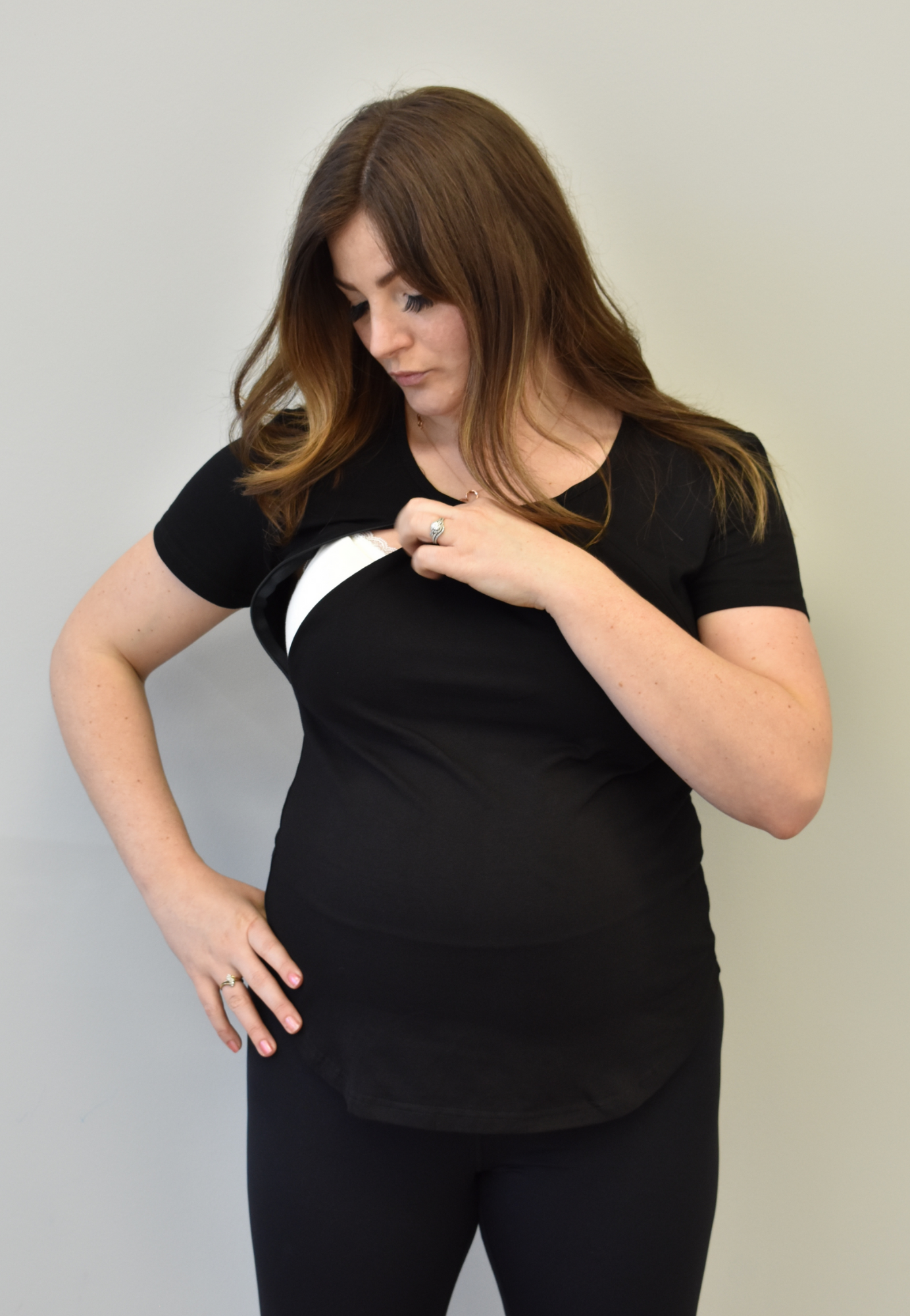 Zoe Zipper Short Sleeve Nursing Tee Shirt