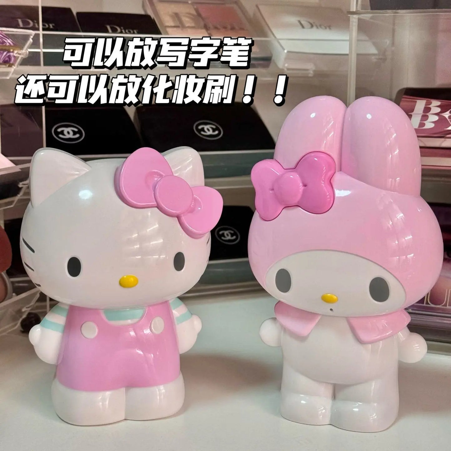 New Cartoon Sanrio Hello Kitty Pen Holder Stationery Melody Makeup Brush Storage Tube Desktop Storage Ornaments Gift Toys